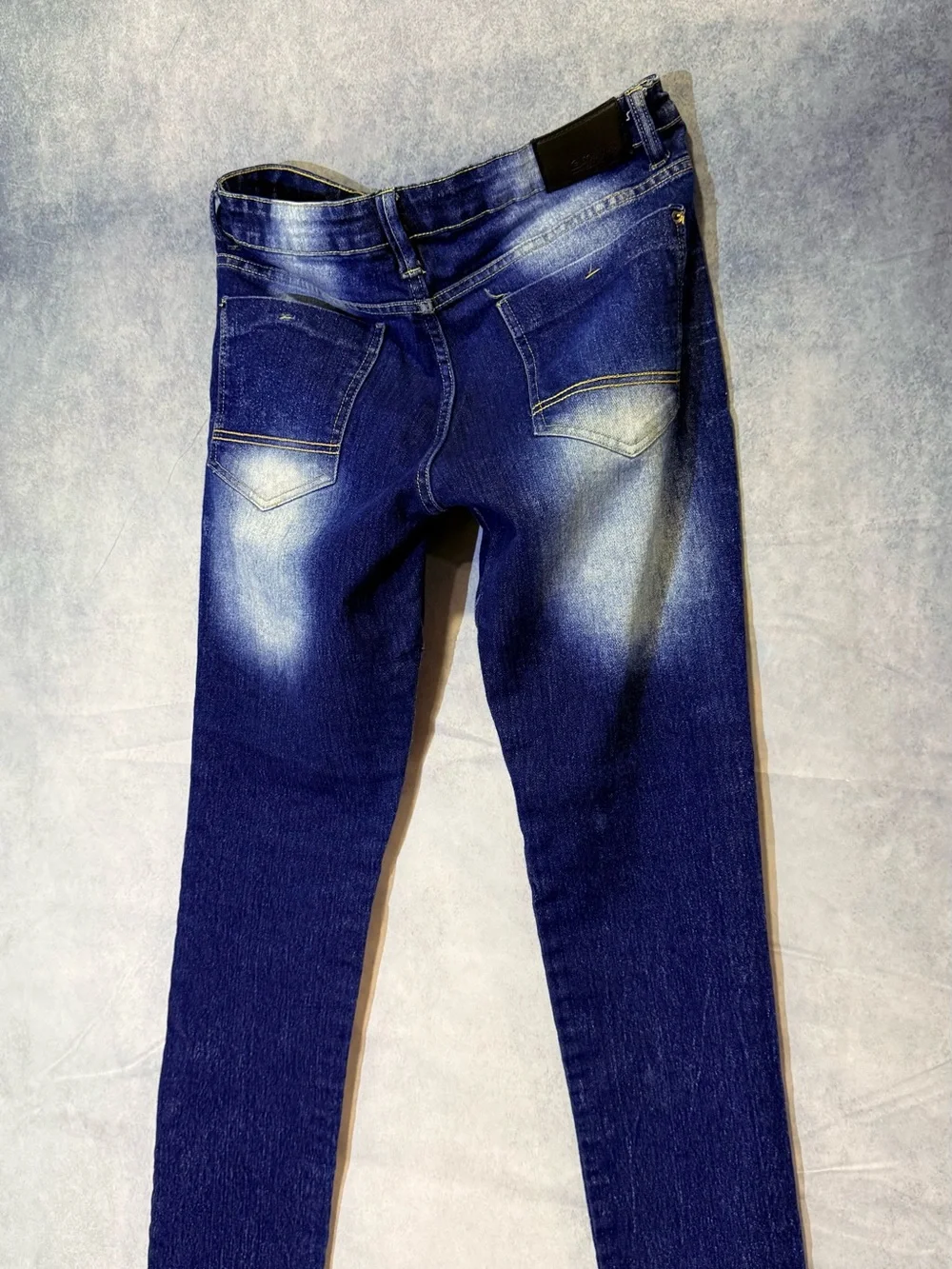 South Pole Men’s Blue Moto Ribbed Skinny Jeans